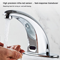 Robinet de lavabo électrique automatique sans contact à détection, économie d'eau, alimenté par piles, monotrou