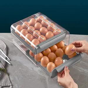 Контейнер для хранения яиц, ящик для ящика, холодильник, кухня, 32 решетки, прозрачный лоток для яиц, контейнер, 2 упаковки, покрытые держатели для яиц