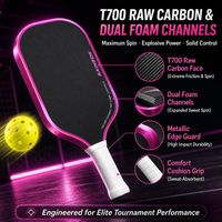 Nouvelle tendance, raquette de pickleball personnalisée en fibre de carbone, grand sweet spot, cadre en graphite, épaisseur 16 mm, raquette pour adultes, tous niveaux