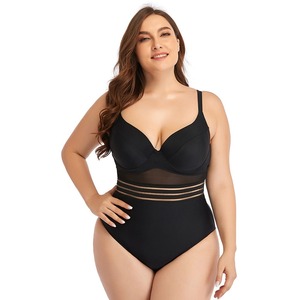 Bañador de cintura alta con logotipo personalizado para mujer, ropa de playa unicolor, traje de baño Sexy deportivo de una pieza de talla grande - Product Image 1