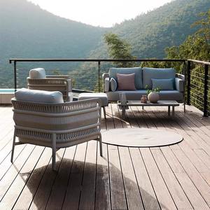 Salon de jardin en rotin avec structure en alliage d'aluminium, résistant aux intempéries, en forme de L, pour villa et maison d'hôtes - Product Image 2