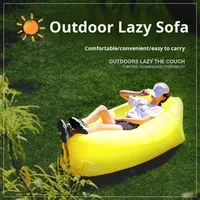 Matelas de lit de plage gonflable portable d'extérieur simple, canapé gonflable au design moderne pliable pour la sieste, le sommeil, les festivals de musique et le camping