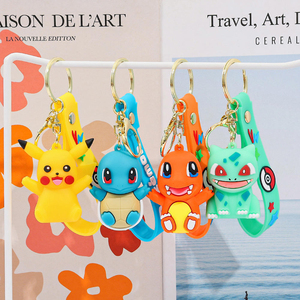 YY Hot Sale Rubber 3D <b>Anime</b> PVC Cartoon <b>Keychain</b> Pendant Pikachued Gengar Charmander Eevee Silicone Key Chain - Product Image 3