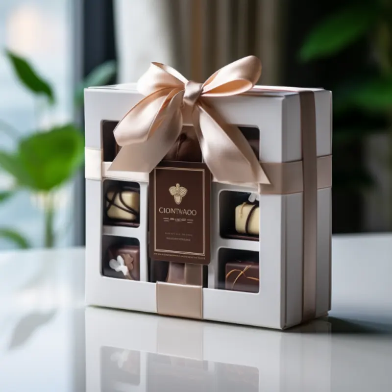 カスタムロゴカラー大中型チョコレート紙箱オープンPVCウィンドウチョコレートボックス