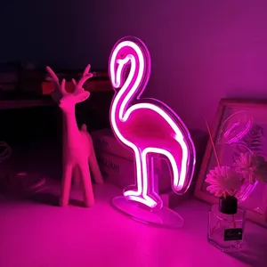 Lámpara de Pared LED de Neón con Forma de Flamenco Rosa, Alimentación por USB, Control Manual, para Dormitorio, Fiesta en la Playa, Boda, Bar, Centro Comercial, Edificios, Tiendas - Product Image 3