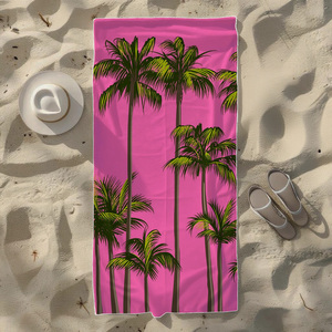 Serviette de <span class=keywords><strong>plage</strong></span> rose pâle à motif de palmiers, surdimensionnée, séchage rapide, légère, sans sable, pour voyage, piscine, camping - Product Image 2