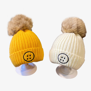 Bonnet en Fourrure Chaude, Bonnet et Bonnet Tricoté pour Enfant, avec Pompon, pour Fille et Garçon - Product Image 4