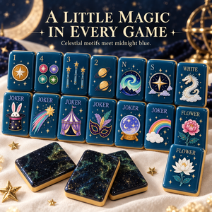 Juego de Mahjong de Diseño con Fichas de Acrílico Premium con Diseño de Estrella, Brújula y Loto - Product Image 1