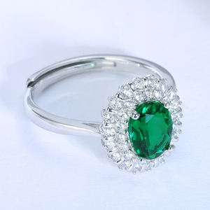 ขายส่งราคาไม่แพง<span class=keywords><strong>สวย</strong></span>สีเขียวเข้ม8*6มิลลิเมตรรูปไข่แซมเบียมรกตแหวนหมั้น - Product Image 3