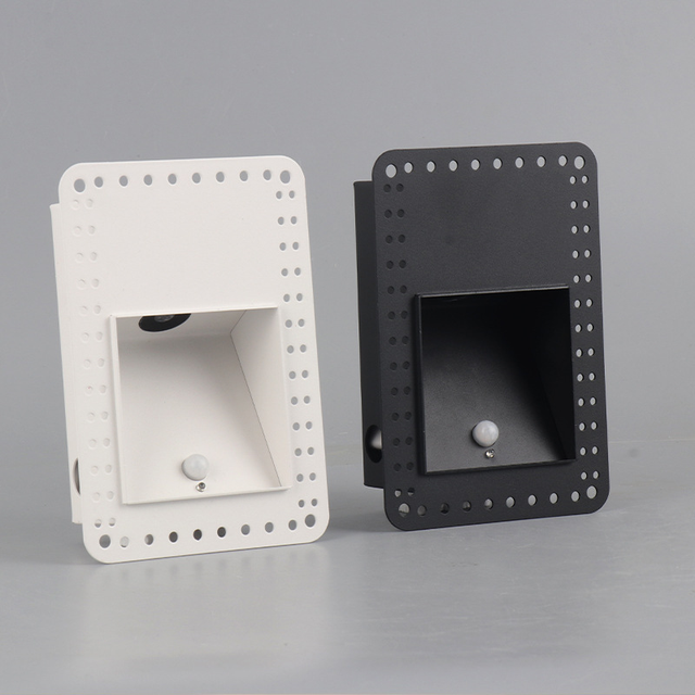 Modern 3W IP30 Indoor LED Recessed Step Light Motion Sensor Activated Walking Wall Stair Lighting with Rectangular Footprint