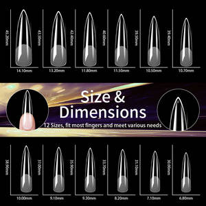 240 pièces de faux ongles XXL à couverture complète en ABS, longs, forme cercueil, français, amande, carré, rectangle, stiletto, pointus, pour nail art - Product Image 5