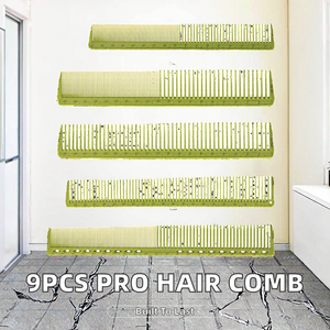 Набор из 9 профессиональных пластиковых расчесок с термостойким покрытием и тонким кончиком для женщин, для домашнего использования, <span class=keywords><strong>WangDa</strong></span> - Product Image 2
