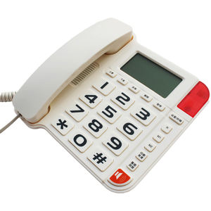 <span class=keywords><strong>โทรศัพท์</strong></span>แบบมีสายปุ่มใหญ่<span class=keywords><strong>โทรศัพท์</strong></span>พื้นฐานแบบมีสายพร้อมหน้าจอแสดง<span class=keywords><strong>หมายเลข</strong></span>เหมาะสำหรับสำนักงานการต้อนรับบ้านโรงแรม - Product Image 1