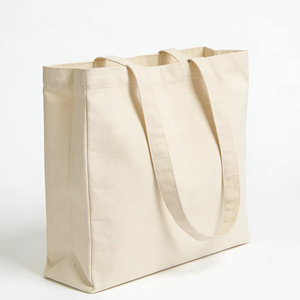 High Quality Personalized Customizable Blank Pure Cotton Canvas <b>Bag</b> <b>Reusable</b> <b>Shopping</b> <b>Bag</b> Two Handles Button Closure - Product Image 1