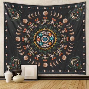 Vie cosmique <span class=keywords><strong>arbre</strong></span> tapisserie rêveur grand <span class=keywords><strong>arbre</strong></span> <span class=keywords><strong>mur</strong></span> couverture mystérieux soleil lune fond paysage tenture murale tissu pour chambre - Product Image 2