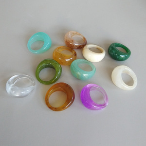 Cổ điển nhiều màu hình học Acrylic chỉ số ngón tay Vòng đồ trang sức cổ điển thời trang hình bầu dục Chunky nhựa nhẫn cho phụ nữ cô gái - Product Image 4