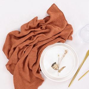Serviettes en tissu <span class=keywords><strong>de</strong></span> coton faites à la main vintage en terre cuite Serviettes en gaze <span class=keywords><strong>de</strong></span> toile <span class=keywords><strong>de</strong></span> jute pour le dîner pour mariage - Product Image 3