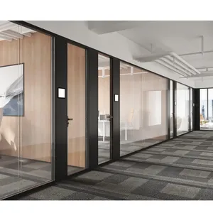 Flex Space neue doppels chichtige Trennwand aus gehärtetem Glas Aluminium rahmen schall dichte Büro trennwand aus Glas