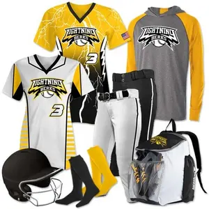 Paquete de uniforme de softbol para mujer con sublimación de gran calidad, camisetas de softbol 2024 con diseño personalizado, pantalón y visera de Softbol