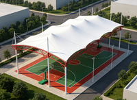 Structure de membrane tendue sur mesure à grande portée en tissu PVDF pour abri de terrain de basket-ball, toit d'ombrage pour sports de plein air