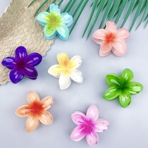Gran oferta, pinza de plástico de 8CM para el pelo, flor de Plumeria de color caramelo, accesorio transparente y para vacaciones turísticas - Product Image 2