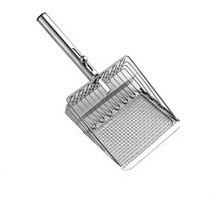 Pelle à litière pour chat en acier inoxydable à mailles fines, grande taille, en métal, 2-en-1, avec <span class=keywords><strong>tamis</strong></span>, design rectangulaire, pour litière minérale à base de tofu - Product Image 1