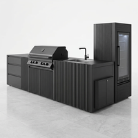 Cuisine extérieure moderne sur mesure de 3,5 m, en acier inoxydable 304, modulaire, avec évier, rangement, comptoir de bar, écologique, ignifuge