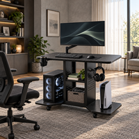 Nouveau bureau d'ordinateur en bois massif 2026, petit bureau à domicile, table de jeu et d'étude, poste de travail mobile avec roulettes pivotantes