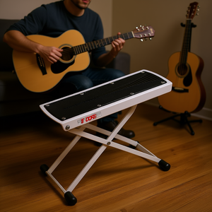 Reposapiés para guitarra GFS, blanco, ajustable, plegable, de aleación de aluminio, para músicos - Product Image 2
