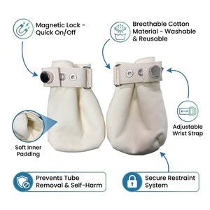 Guantes <span class=keywords><strong>de</strong></span> sujeción médica transpirables y acolchados, antiarañazos, <span class=keywords><strong>con</strong></span> correa <span class=keywords><strong>de</strong></span> bloqueo ajustable y cierre <span class=keywords><strong>de</strong></span> seguridad hospitalario - Product Image 2