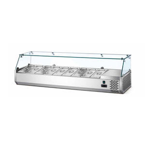 Cocina y restaurante Topping Pizza Table Top Glass Showcase Counter Salad Display con contenedor - Product Image 1