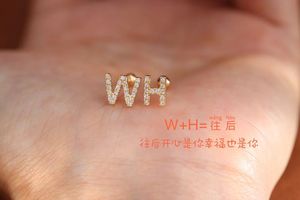 Pendientes de Oro Original de 18K con Diamantes Naturales de Xinfly, Combinación Libre, 26 Letras - Product Image 4