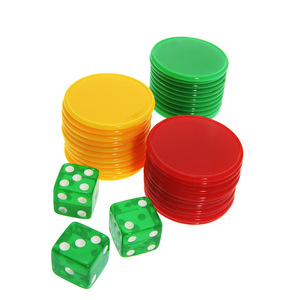 Jeu de dés amusant 30 jetons en acrylique et 3 dés de forme polyédrique et carrée pour l'approvisionnement transfrontalier des jeux du MDN - Product Image 2