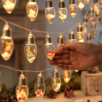 Guirlandes lumineuses LED de Noël en forme de bouteille à vœux, lumières à ampoules, décorations lumineuses de Père Noël, bonhomme de neige et sapin de Noël