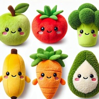 Porte-clés en peluche personnalisé pour fruits et légumes Mignon peluches douces Pastèque Ananas Banane Fraise Mangue Carotte Cadeau pour enfants
