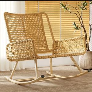 Sillón Reclinable Giratorio Zxm para Adultos, Estilo Retro de Madera y Ratán para Dormitorio y Balcón, para Descanso, Siesta y Uso en Exteriores - Product Image 2