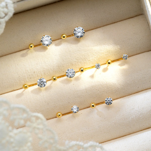 Pendientes de plata de ley S925 con circonita, diseño de ojo dormido, sin perforación, para mujer, nuevos, sencillos, exquisitos, con tapa de rosca. - Product Image 3