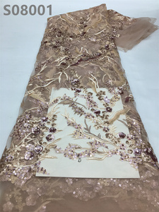 Tela de encaje con lentejuelas purpurina para vestido, tejido bordado nigeriano Lae - Product Image 6
