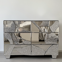 Meuble TV moderne avec miroir de table en cristal brillant, meuble d'appoint pour chambre à coucher, meuble pour la maison et l'hôtel