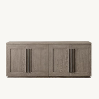 Buffet/Credenza 4 portes en bois shaker anthracite moderne et élégant avec poignées noires pour salon et salle à manger, personnalisable OEM