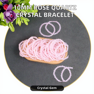 10mm naturel poli cristal Rose Quartz perles Bracelet pierre artisanale pour la fête des mères saint valentin rouge cire aucun - Product Image 2