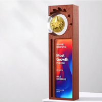 Trophée rectangulaire en bois, plaque en bois avec cristal, récompense MH-FJ0270