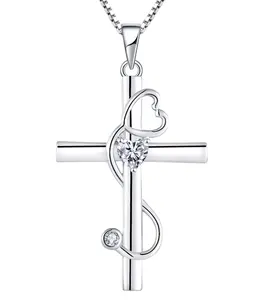 Qingxin Custom Minimalist Pendant Women Layer Zirconia Fine Jewelry Dainty 925 Sterling Silver Cross Necklaces