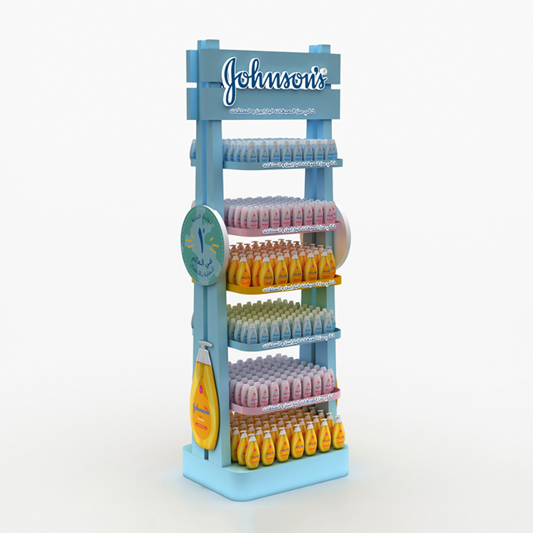 Wooden Display Stand for Moisturizing Lotion and Shower Gel Skin Care Products for Supermarkets and Large Shopping Malls — view 3