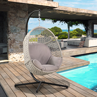 Fauteuils suspendus et balançoires d'extérieur en rotin PE avec structure métallique et coussin, pour salon et salle de sport, emballage en carton KD