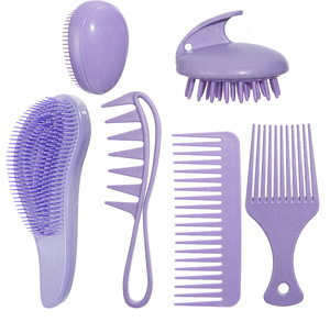 Nouveau coffret cadeau de 6 peignes à cheveux avec logo personnalisé, peigne à dents larges, <span class=keywords><strong>brosse</strong></span> à shampooing pour massage du cuir chevel, utilisation écologique - Product Image 6