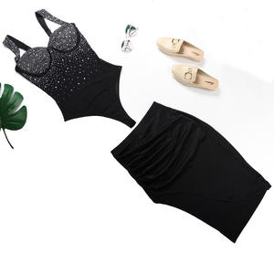 Robe de soirée en strass, <span class=keywords><strong>grande</strong></span> <span class=keywords><strong>taille</strong></span>, body et jupe, sexy, tenue de club pour femmes, ensemble deux pièces - Product Image 4