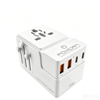 Adaptador de Viaje Foxcan UKCA de 100W 10A con Carga Rápida PD QC3.0, 2 Puertos USB-C + 2 Puertos USB-A, Enchufe Multi-Puerto para Laptop y Teléfono Móvil