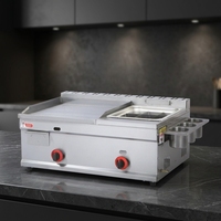 Gril à gaz GPL/GNL en acier inoxydable à double zone de contrôle, économe en énergie, pour friture de steaks commerciale, rôtissage et machine à nouilles froides