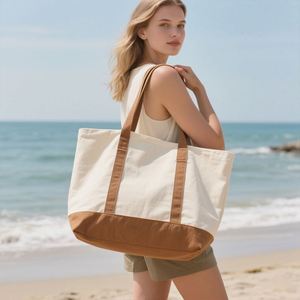 Sac fourre-tout en toile imperméable à blocs de couleur, grande capacité, avec poche intérieure zippée, poche latérale et poignée d'épaule, idéal pour le shopping quotidien - Product Image 5